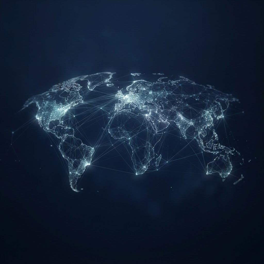 Abstract visualization of a global digital media network
